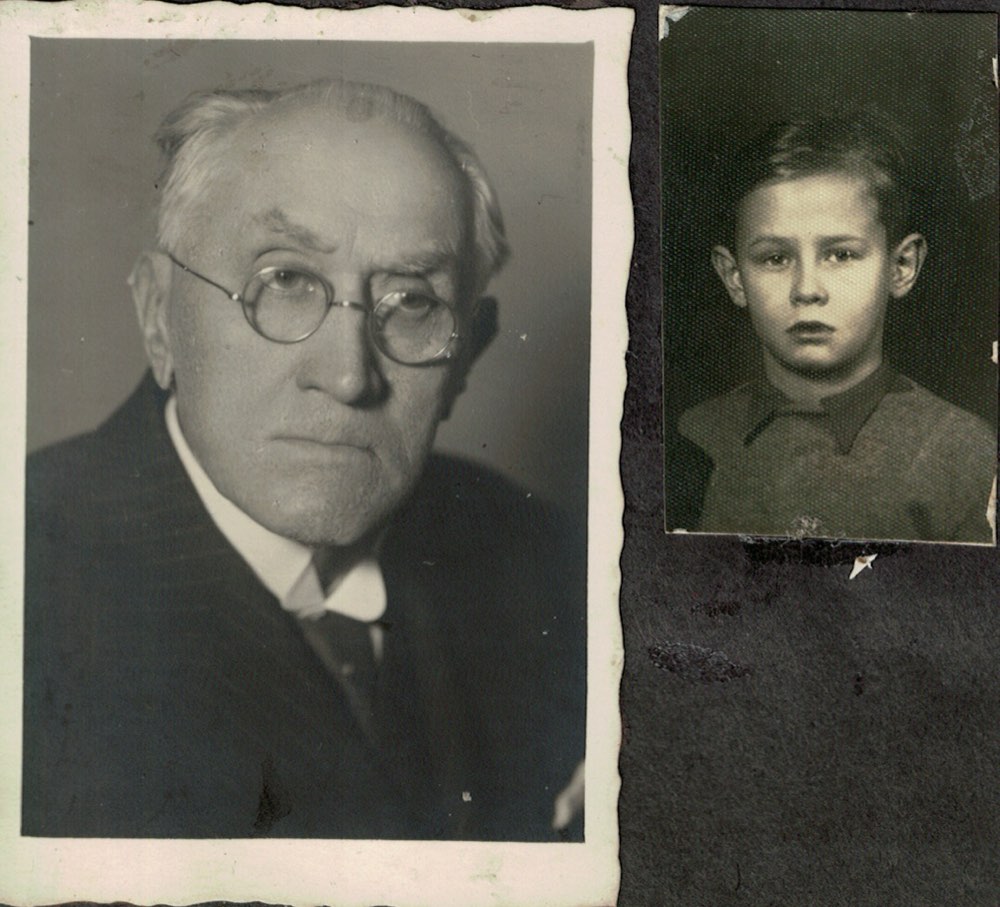 Album page: Professor Lapinsky in his last years and Alexander as a schoolboy